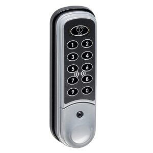 A silver and black nimbus RFID 3964 locker lock on a white background.