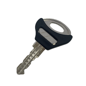 A l&f universal electronic 3780 locker lock master key override with a black plastic covering.