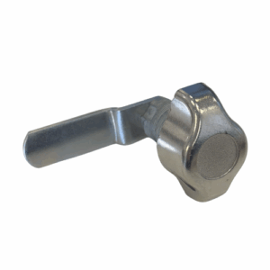 A metal elite/link lockers standard hasp & staple lock for padlocks with a flat cam bar on a white background.