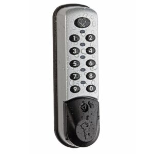 A silver electronic 3781 locker lock with black number buttons on a white background.