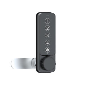A black digital 750 mini keypad locker lock with a cam bar on a white background.