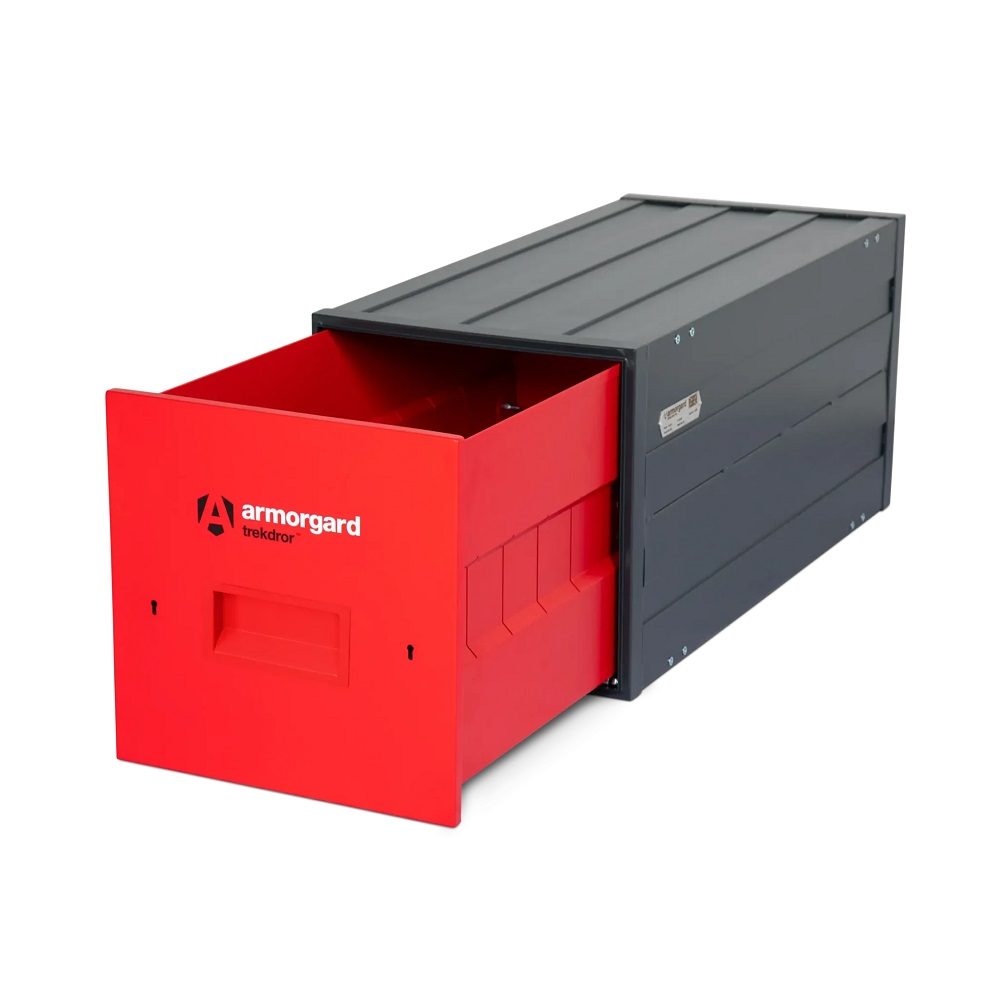 A TKD3 red and black van drawer storage unit on a white background.