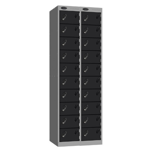 A probe 10 door locker (nest of 2) with silver frames and black doors on a white background.