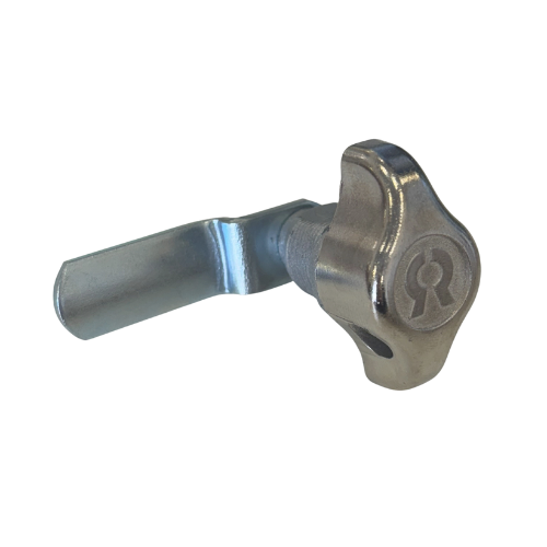 A silver ronis metal hasp lock suitable for a padlock with a cranked cam on a white background.