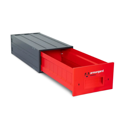 A TKD1 red and black van drawer storage unit on a white background.